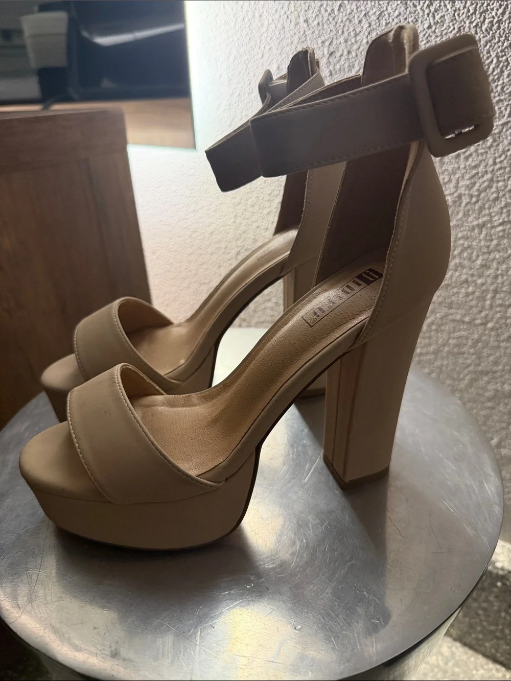Platform Ankle-Strap High Heel Sandals - Nude